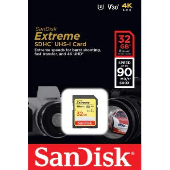 Sandisk Extreme  Sdsdxve-032G-Gncin 32 GB Sdhc Class 10 U3 V30 Memory Card , Yellow - eBuy UAE
